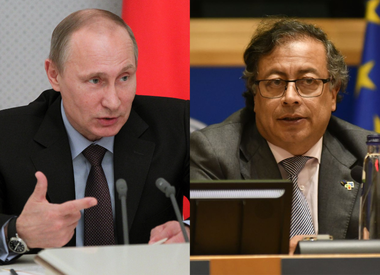 El presidente ruso, Vladímir Putin, y el presidente Colombiano, Gustavo Petro. FOTO: GETTY / COLPRENSA