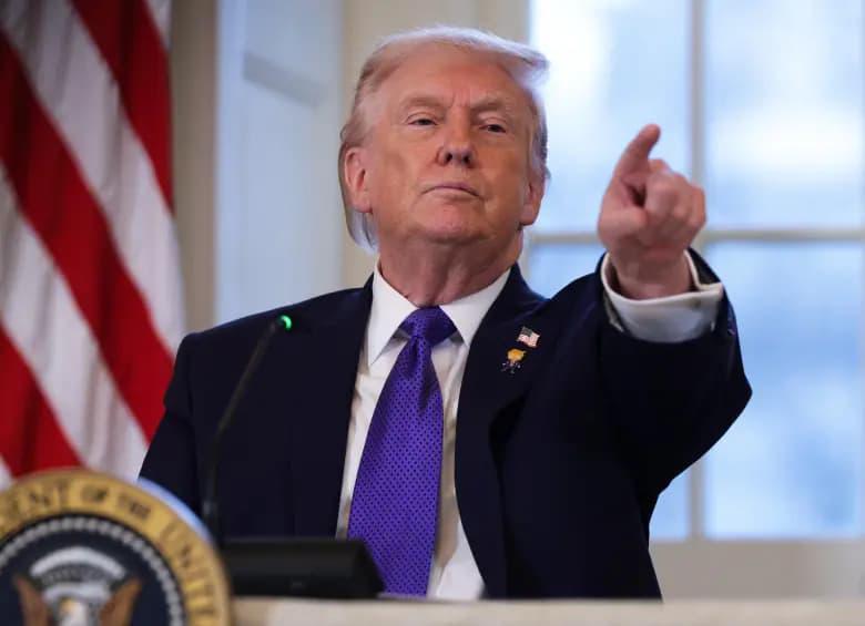 Donald Trump habló en tono jocoso sobre la posibilidad de que Canadá, Groenlandia y Venezuela se conviertan en nuevos estados de Estados Unidos durante una cena en Washington. FOTO: Getty Images. 