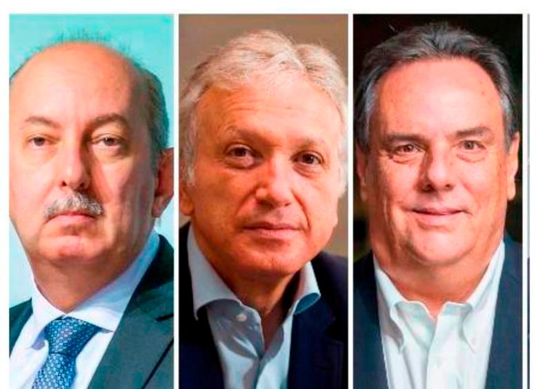 Carlos Ignacio Gallego, presidente de Nutresa; Gonzalo Pérez, presidente de Grupo Sura; y Jorge Mario Velásquez, presidente de Grupo Argos.. FOTO EL COLOMBIANO 