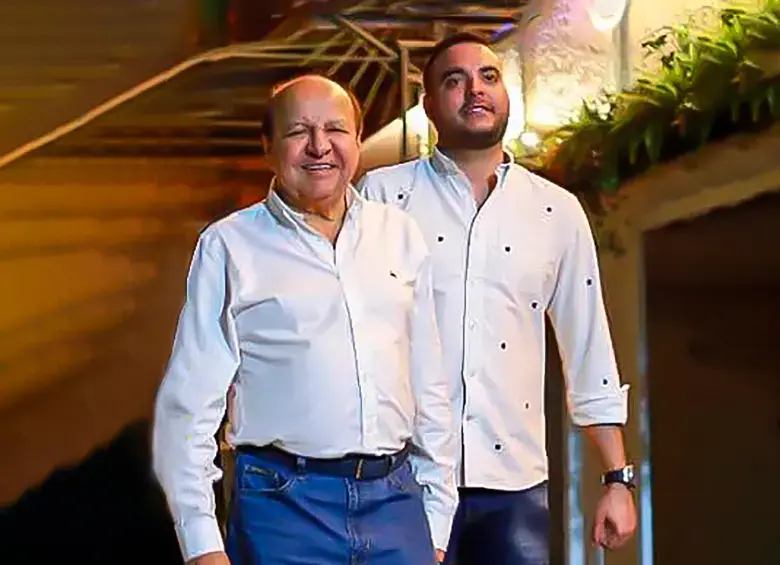 Sebastián Ortega, al lado de su papá William de Jesús, tal vez el político de Cambio Radical más poderoso en Antioquia. FOTO: Cortesía