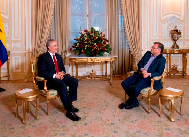 El primer encuentro entre el presidente Iván Duque y el electo, Gustavo Petro, se llevó a cabo el pasado jueves 23 de junio. FOTO: PRESIDENCIA