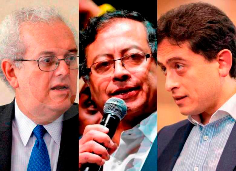 José Antonio Ocampo, ministro de Hacienda (izq.); Gustavo Petro, presidente de Colombia (centro) y Luis Carlos Reyes, director de la Dian, se están moviendo para que la tributaria pase en el Congreso sin que se afecte el recaudo esperado. FOTO: ARCHIVO