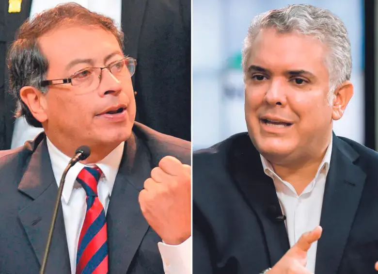 El presidente Gustavo Petro y el expresidente Iván Duque. FOTOS: EL COLOMBIANO y Colprensa