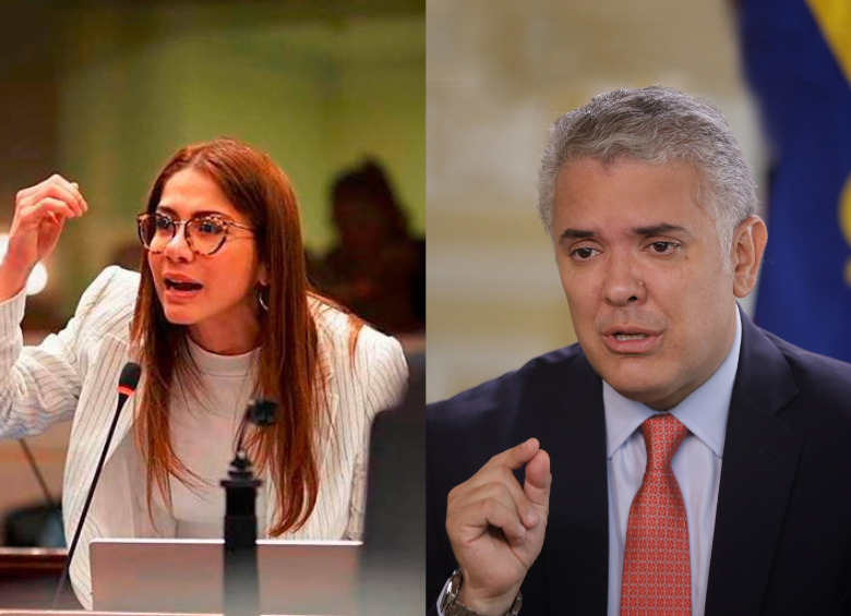 La congresista Catherine Juvinao y el expresidente Iván Duque opinaron sobre la aprobación de la iniciativa de Petro. FOTO: CORTESÍA CÁMARA / COLPRENSA