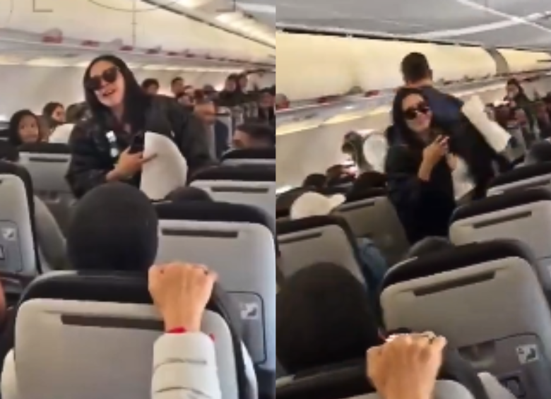 Tras dos horas de retraso, la pasajera finalmente fue evacuada del avión. FOTO: CAPTURA DE VIDEO