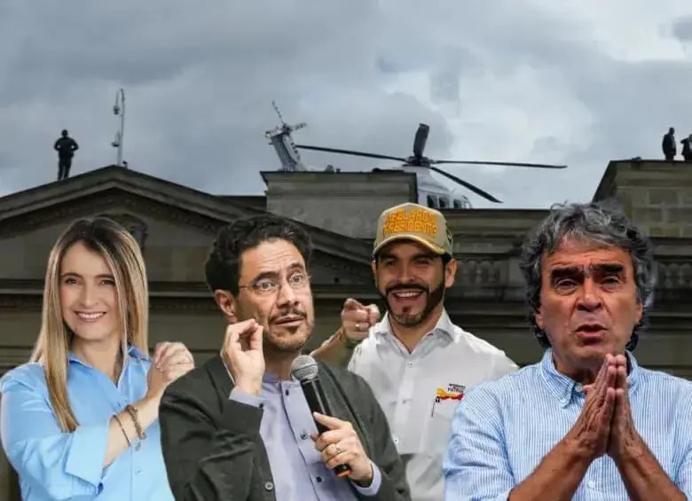 Los cuatro candidatos que lideran la intención de voto. FOTO: Colprensa / Montaje El Colombiano