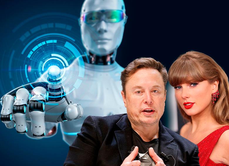 Elon Musk, la Inteligencia Artificial o Taylor Swift son mencionados entre los detonantes de un “cisne negro” para la economía mundial en 2026, según Saxo Bank. FOTOS: COLPRENSA, DEPOSIT Y AFP