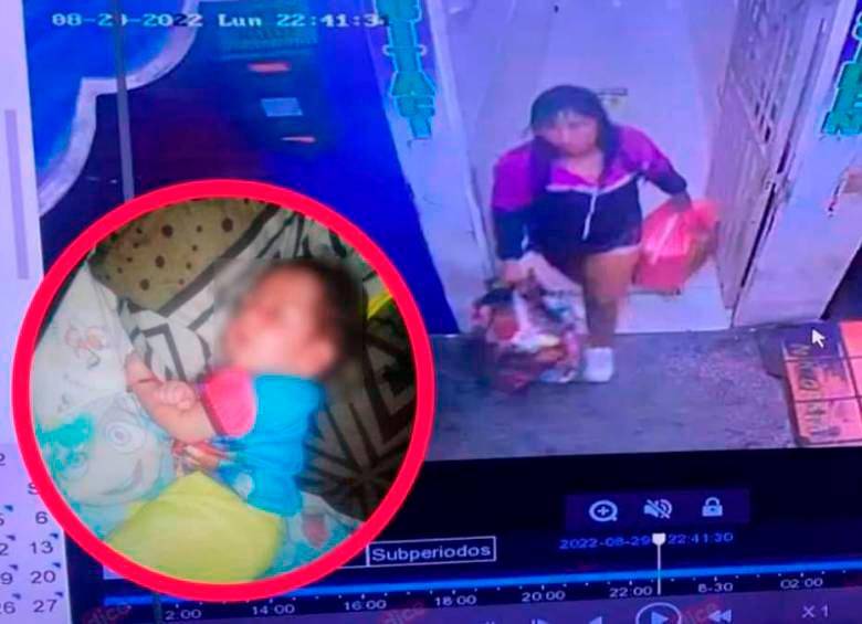 En cámaras de seguridad quedó registrado el robo del bebé. FOTO: CORTESÍA DE POLICÍA