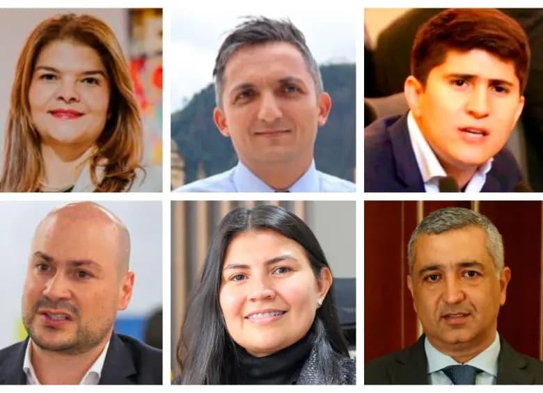 Arriba, de izquierda a derecha: Liliana Bitar, Juan Pablo Gallo Maya y Wadith Manzur. Abajo, de izquierda a derecha: Julián Peinado, Karen Manrique y Juan Diego Muñoz. FOTO: EL COLOMBIANO/Red social X/CÁMARA DE REPRESENTANTES