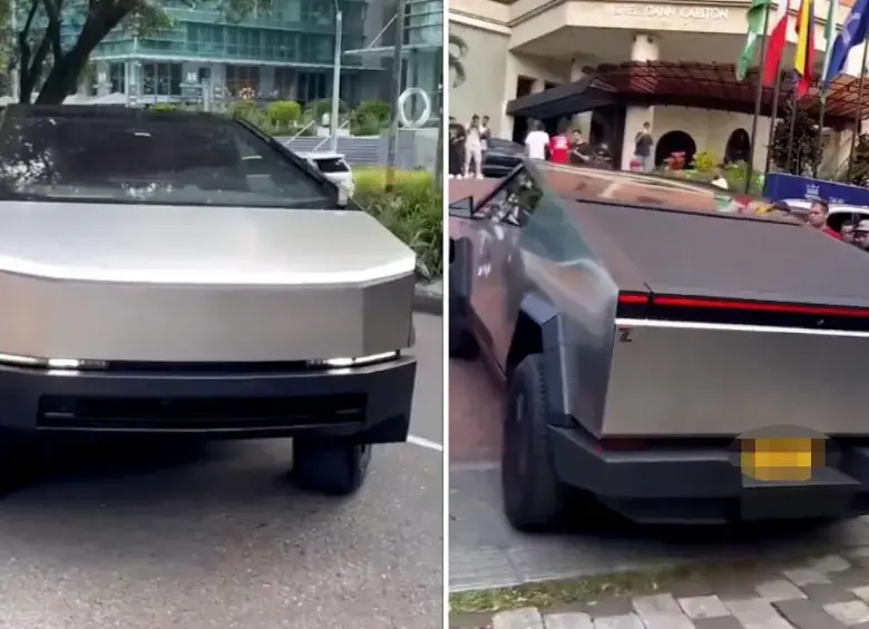 Usuarios en las redes sociales subieron algunos videos donde se muestra a este vehículo de Tesla recorriendo las principales calles de Medellín. FOTO: Tomada de redes.