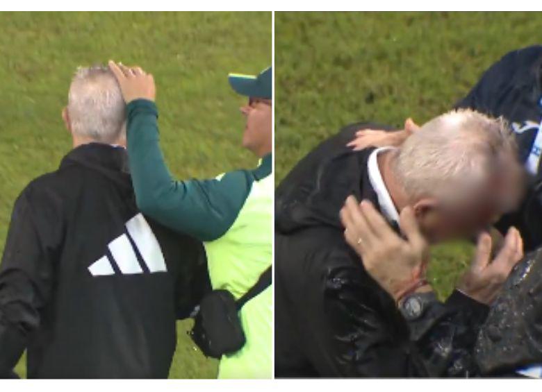 En el estadio Francisco Morazán de Honduras, aficionados hirieron al técnico de México tras golpearle en la cabeza, al parecer con una lata de cerveza. FOTO: CAPTURA DE VIDEO