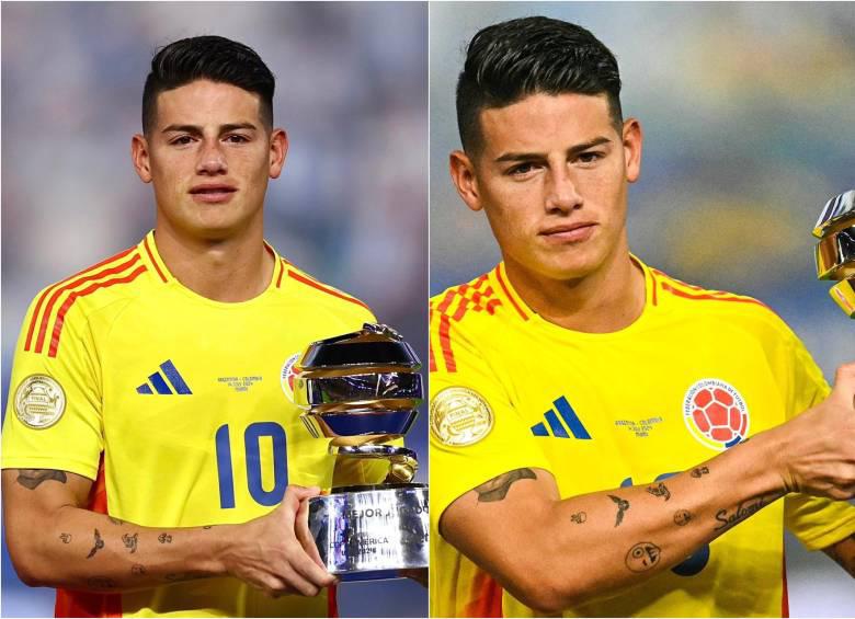 James Rodríguez con el trofeo de mejor jugador de la competencia. FOTO: CONMEBOL COPA AMÉRICA 2024