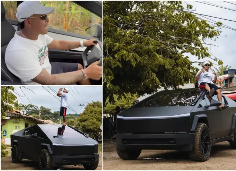 <b> Javier Arias Castañeda paseando en su Cybertruck. Foto: redes sociales</b>