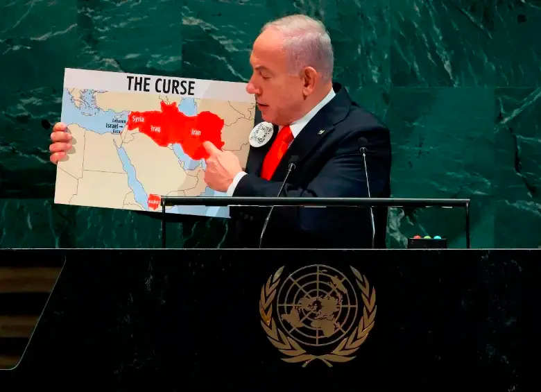 Varias delegaciones de los países de la ONU, entre ellos Colombia, se retiraron en el discurso de Netanyahu. FOTO GETTY. 
