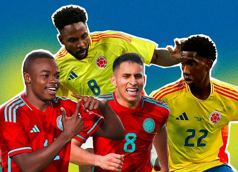 En la imagen aparecen Carlos Andrés Gómez, Álvaro Angulo, Gustavo Puerta y Yáser Asprilla. FOTOS GETTY/ diseño CAROLINA PINEDA