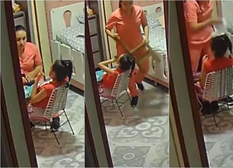 Psicóloga maltratando a una niña en Santander. Foto: Colprensa 