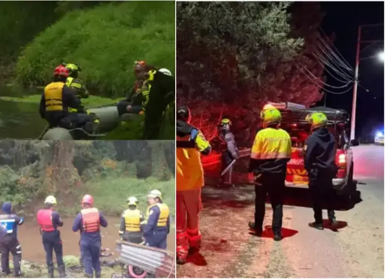 Las autoridades buscando en la zona rural de Cajicá y que encontraron los restos de Javier Mauricio. FOTO: Bomberos Cundinamarca