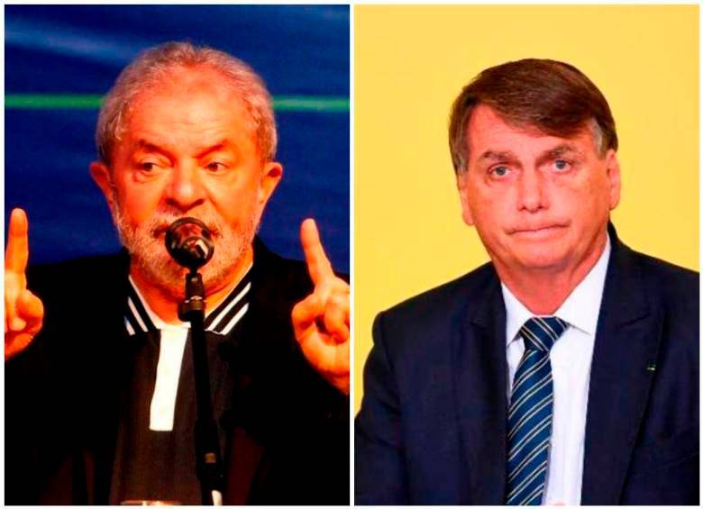 Lula Da Silva y Bolsonaro requieren más del 50 % de los votos para ganar en la primera vuelta presidencial del próximo 2 de octubre. Foto: Colprensa y AFP