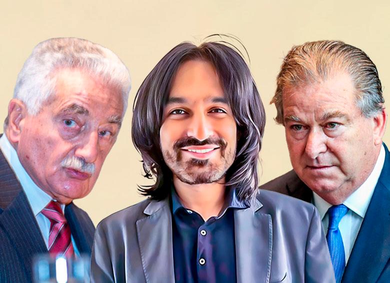 A la izquierda, Rafael Kalach, principal accionistas de Coltejer; en el centro Vikram Sodhi, el socio fuerte de Sun Valley que controla a Mineros, y a la derecha, Jaime Gilinski, dueño de Nutresa. FOTO EL COLOMBIANO