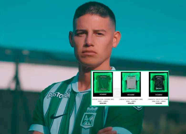 La camiseta verde y blanca de Atlético Nacional es una de las referencias disponibles en la Tienda Verde para los hinchas que esperan ver a James Rodríguez con el número 10. FOTO CORTESÍA