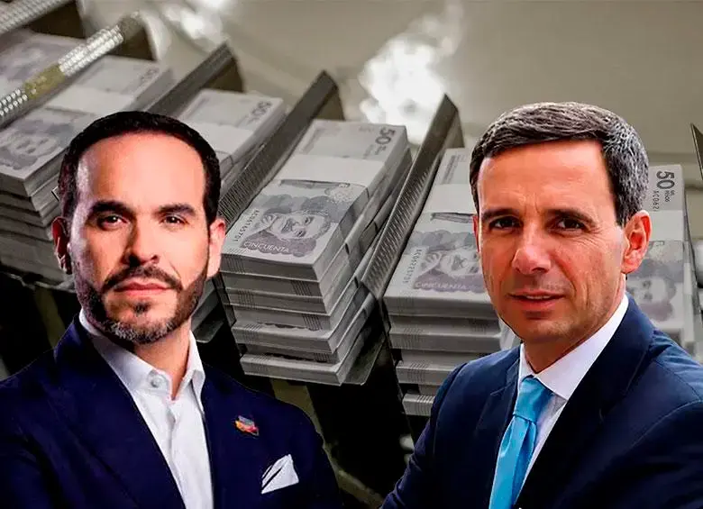 El presidente Abelardo de la Espriella (izq.) y el ministro de Hacienda, Miguel Gómez, aforaron el presupuesto 2027 en más de $630 billones. FOTO Colprensa