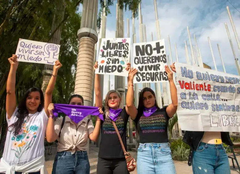 Marchas feministas en Medellín. Foto: EL COLOMBIANO.