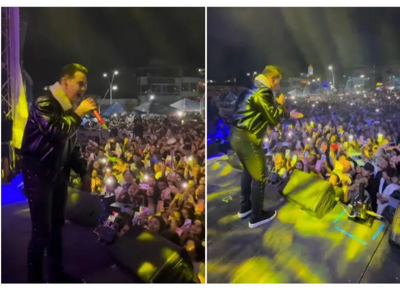 Jhonny Rivera tuvo que interrumpir su presentación en La Unión, Nariño, tras fuertes disturbios en la audiencia. FOTO: CAPTURA DE VIDEO