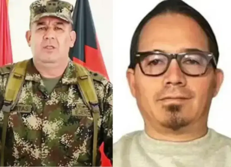 el general Miguel Huertas, jefe del Comando de Personal del Ejército, y Wilmar Mejía, director de Inteligencia Estratégica de la DNI. Foto: cortesía