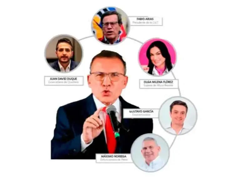 Algunos de los integrantes de la lista de Roy Barreras al Senado, entre los que están Fabio Arias, dirigente de la CUT y el exsecretario de Quintero Juan David Duque. Foto: Colprensa/Archivo