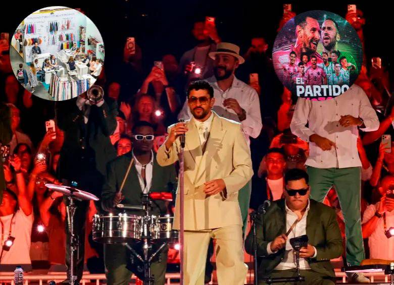 Turistas nacionales y extranjeros llegaron a Medellín para asistir a conciertos, ferias y partidos. En los detalles: Bad Bunny y el futbolista argentino Lionel Messi. FOTO Manuel Saldarriaga y GETTY