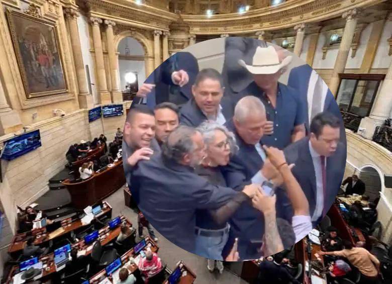 En el reclamo se ve a Benedetti golpeando la mesa justo al lado de Diego González, secretario del Senado. Foto: Javier González y captura de pantalla