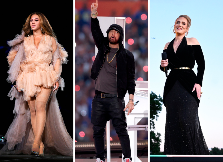 Beyoncé y Eminem no siguen a nadie en sus cuentas de Instagram. Adele sigue a una persona, Adele Access, otra de sus cuentas de marca. FOTOS Getty