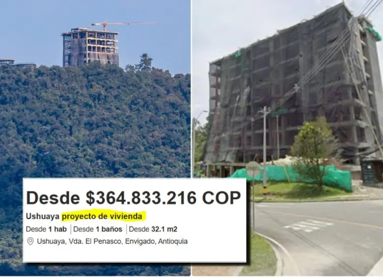 A la izquierda, proyecto Cuantum; a la derecha, Ushuaya. FOTOS: El Colombiano y Cortesía Google Street View
