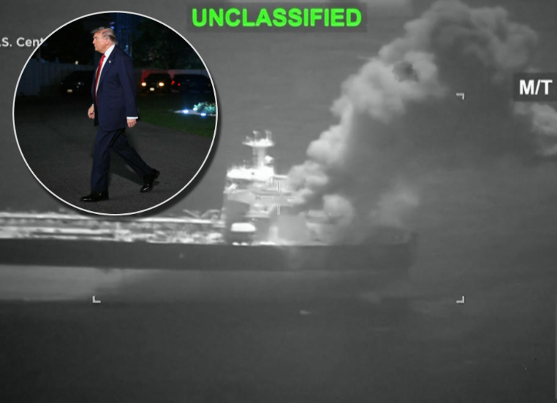 Imagen satelital de un buque alcanzado durante los recientes ataques en el Golfo Pérsico, en medio de la escalada del conflicto entre Irán, Estados Unidos e Israel. Fotos: US Central Command Public Affairs y Mandel Ngan / AFP