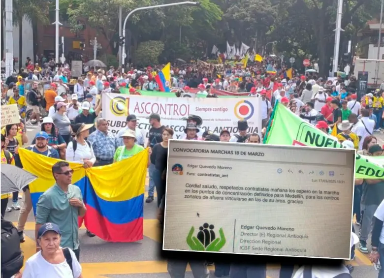 A través de un correo, el director del Icbf en Antioquia habría convocado a contratistas a marchar. FOTOS: El Colombiano y Cortesía