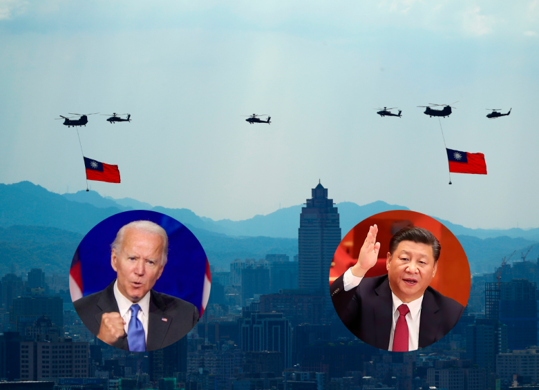 Los presidentes de Estados Unidos, Joe Biden, y de China, Xi Jinping, se han cuestionado sobre si desplegar o no una confrontación sobre Taiwán, isla que realiza ejercicios militares. FOTO GETTY