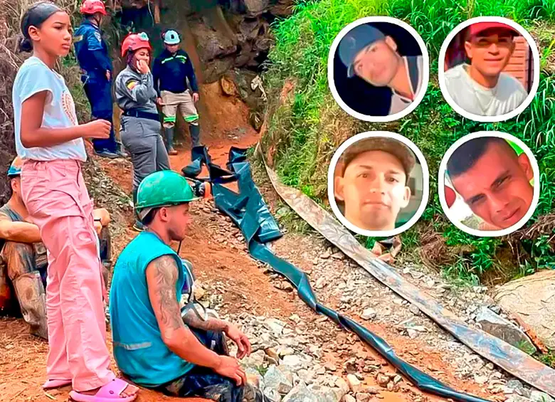 Las víctimas de la emergencia en la mina Las Delicias, de Segovia, fueron identificadas como Luis Arnoldo Varela Maldonado, James Yesid Córdoba Flórez, Yilmar Velásquez Rojas y Juan Carlos Balvuenas. FOTO cortesía