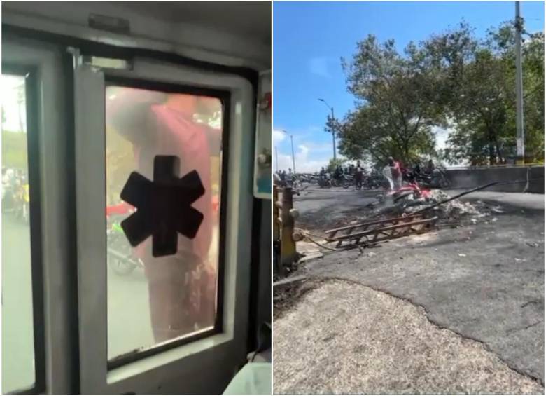 Algunos manifestantes estarían intimidando a ambulancias y quemando vehículos en plena vía pública, denunció la Gobernación de Antioquia. FOTO: Cortesía
