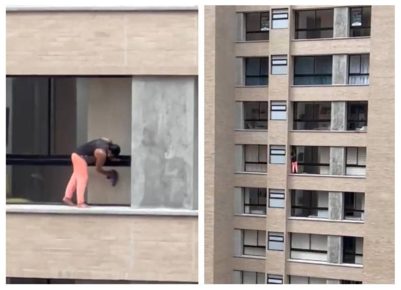 ¡Limpieza extrema! Mujer se puso a limpiar ventanas a 12 pisos de altura 