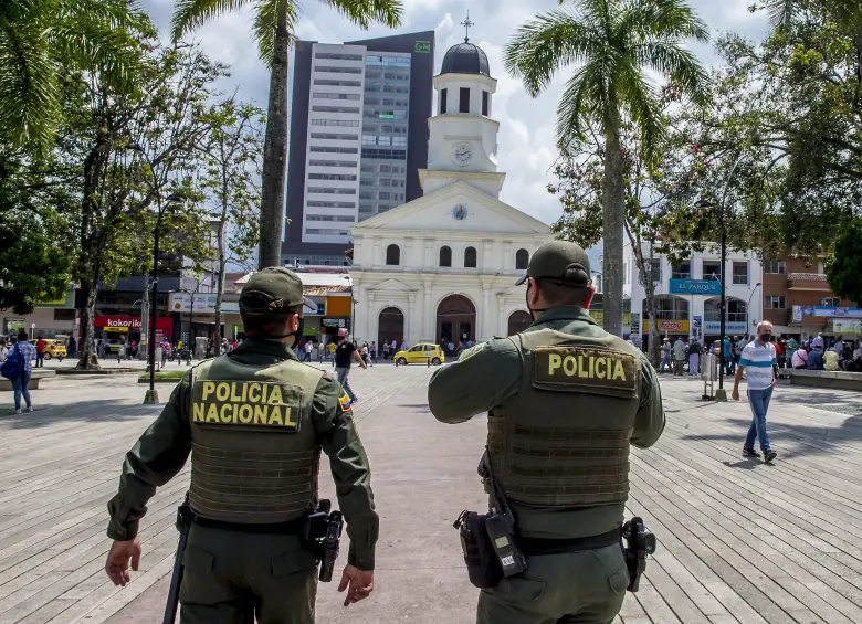 Imagen de referencia de la Policía en el municipio de Itagüí. Foto: Juan Antonio Sánchez Ocampo
