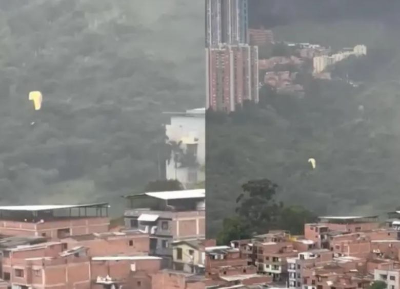 Durante el incidente, no se reportaron heridos y los parapentes fueron llevados a San Félix para secarlos y revisarlos. FOTO: videos Denuncias Antioquia