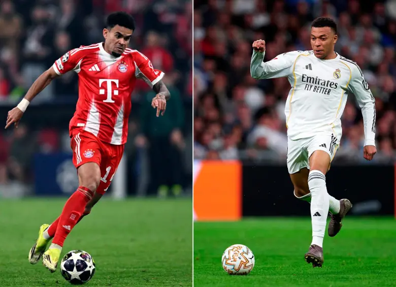 Luis Díaz tiene 4 goles y 3 asistencias en esta edición de la Champions League. Kylian Mbappé marcó 13 goles y asistió en una ocasión en la competición. FOTOS: GETTY