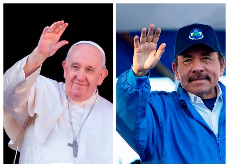 El papa Francisco y el presidente de Nicaragua, Daniel Ortega, aumentaron las tensiones por declaraciones de ambos. FOTO: Cortesía. 