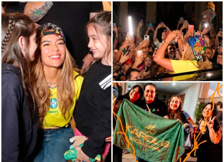 Karol G fue recibida por multitudes en São Paulo antes de debutar en el show de medio tiempo de la NFL en Sudamérica. FOTO tomadas de Instagram @dimeloking