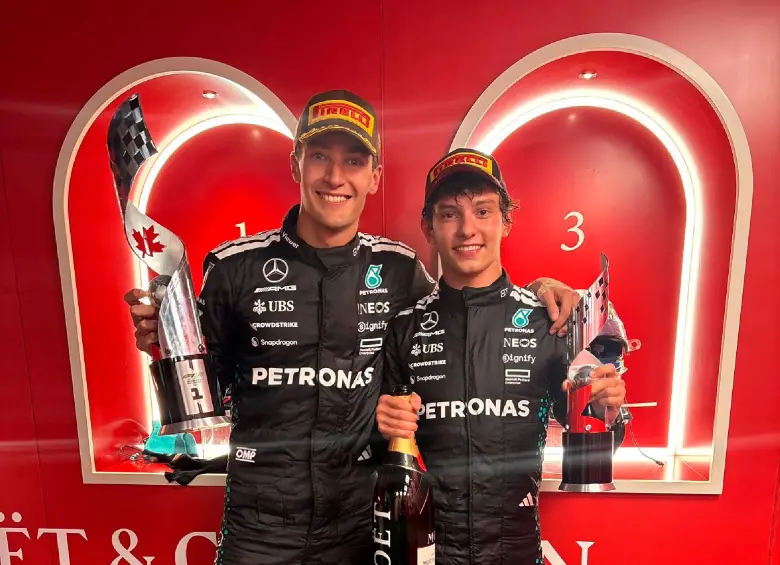 George Russell, de 27 años de edad, suma cuatro victorias en la F1. Su compañero Andrea Kimi Antonelli, de 18, logró su primer podio. FOTO X-F1