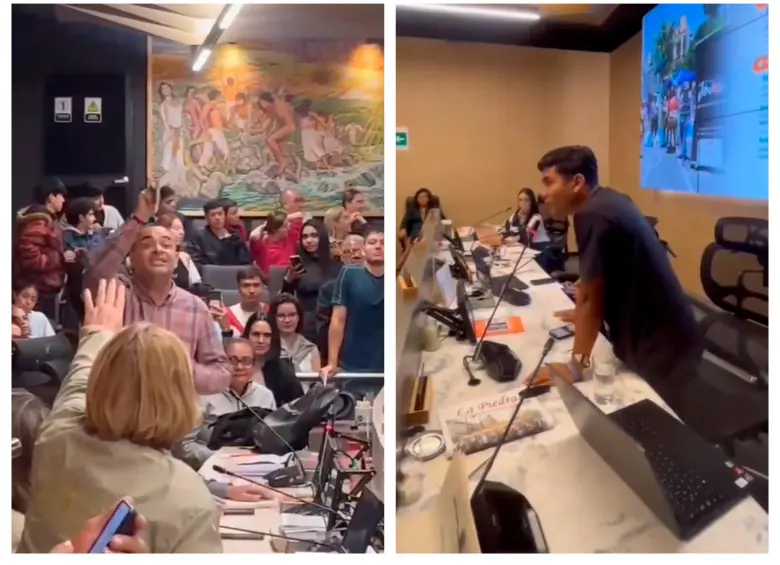 La intervención del consejero del CMJ, Camilo Restrepo, generó rechazo entre los concejales de Envigado. FOTO: Captura de video