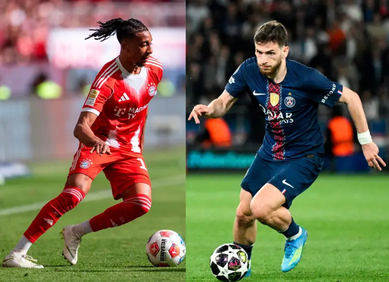 Michael Olise del Bayern Múnichs y Kvicha Kvaratskhelia del PSG, dos piezas de ataque importantes en sus clubes. Ambos marcaron en la ida. FOTO: GETTY