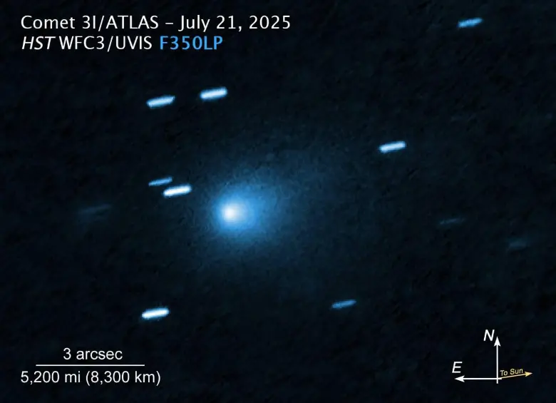 Una imagen del cometa interestelar 3I / ATLAS tomada desde el telescopio Hubble el 21 de julio de 2025. FOTO NASA, ESA, D. Jewitt (UCLA)