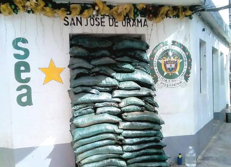 La estación quedó a la intemperie. Así está hoy la estación de Policía de San José de Urama. Foto: Cortesía. 