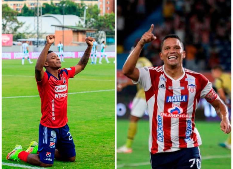 El delantero cartagenero Brayan León Muñiz es uno de los referentes en ataque del Medellín. Carlos Bacca, de 37 años, es la ficha más fuerte en ataque que tiene el Junior. De momento es el goleador del torneo clausura con 16 anotaciones. FOTOS: JULIO HERRERA Y CORTESÍA 